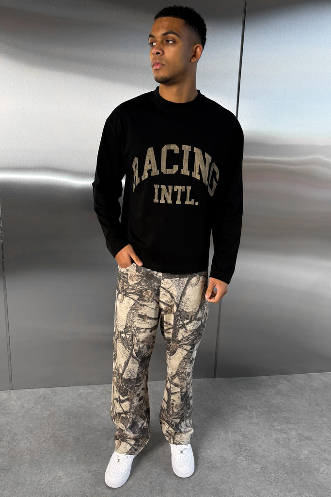 Racing Boxy Long Sleeve T-Shirt - Black