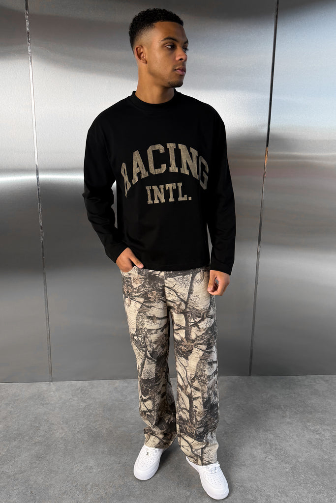 Racing Boxy Long Sleeve T-Shirt - Black