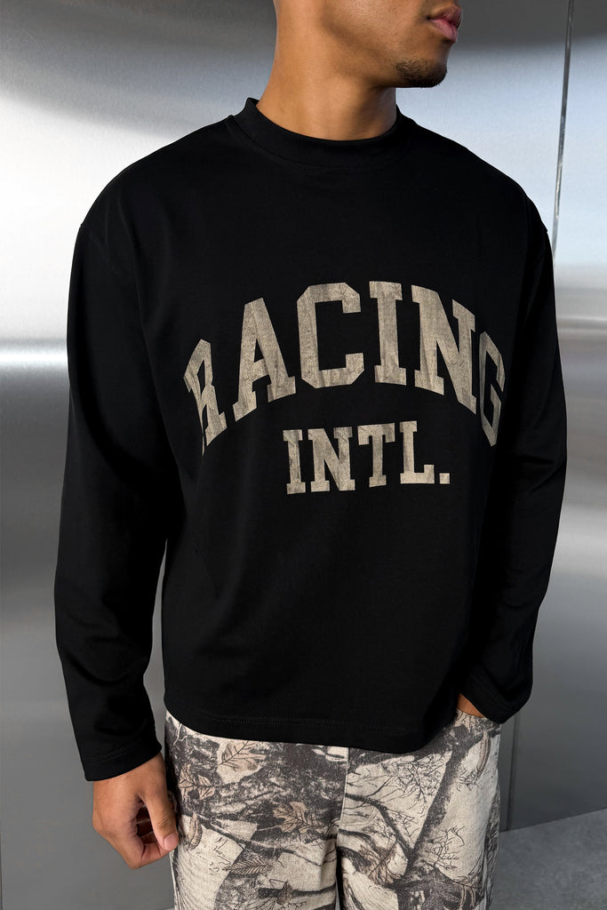 Racing Boxy Long Sleeve T-Shirt - Black