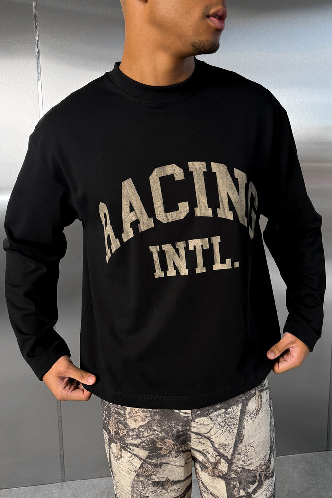 Racing Boxy Long Sleeve T-Shirt - Black