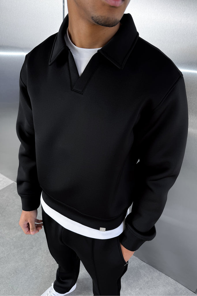 Scuba Polo Sweatshirt - Black