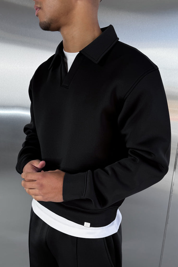 Scuba Polo Sweatshirt - Black