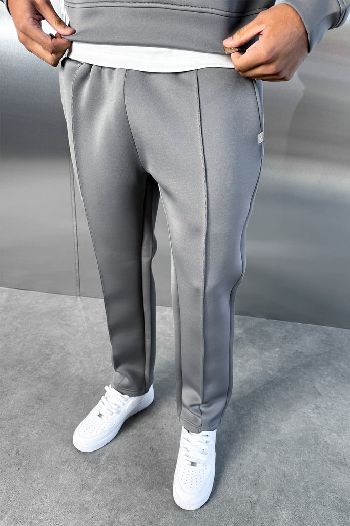Pintuck Scuba Straight Leg Jogger - Grey