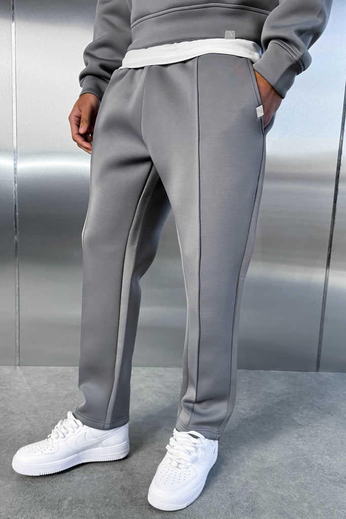 Pintuck Scuba Straight Leg Jogger - Grey