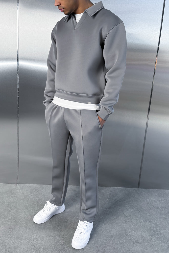 Boxy Scuba Polo Sweatshirt - Grey