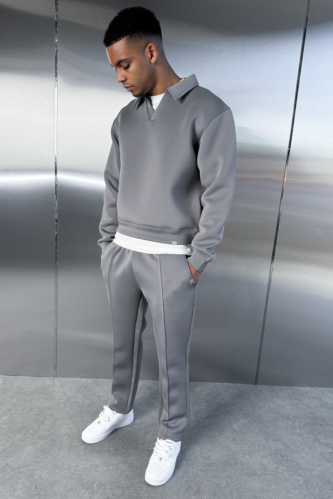 Boxy Scuba Polo Sweatshirt - Grey