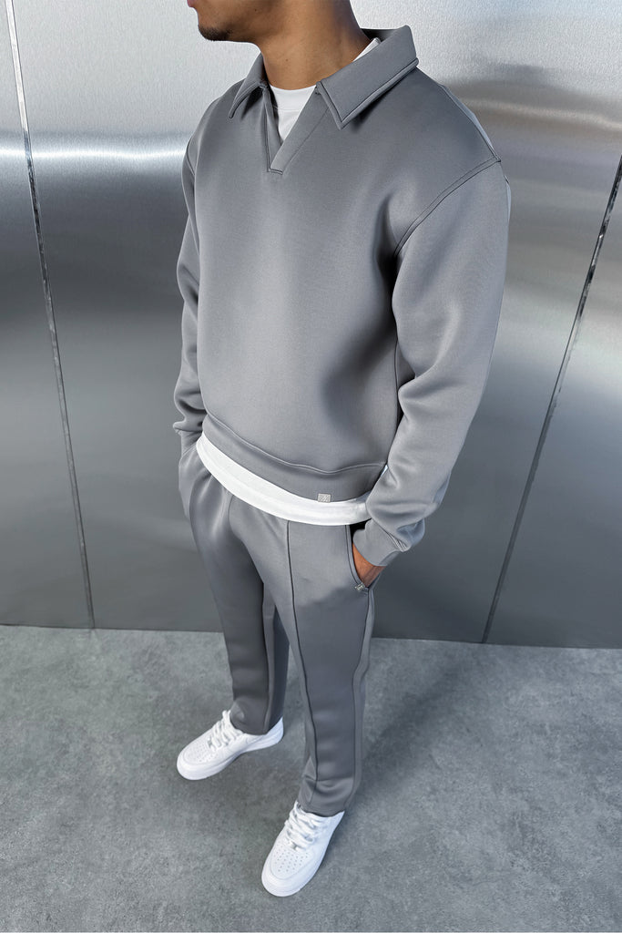 Pintuck Scuba Straight Leg Jogger - Grey