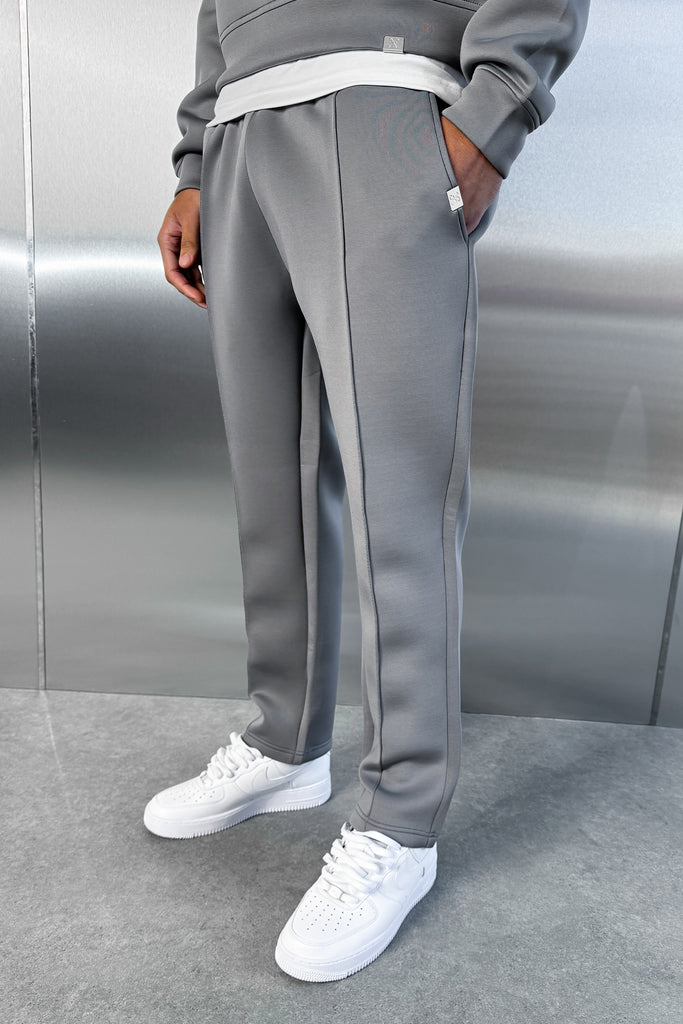Pintuck Scuba Straight Leg Jogger - Grey