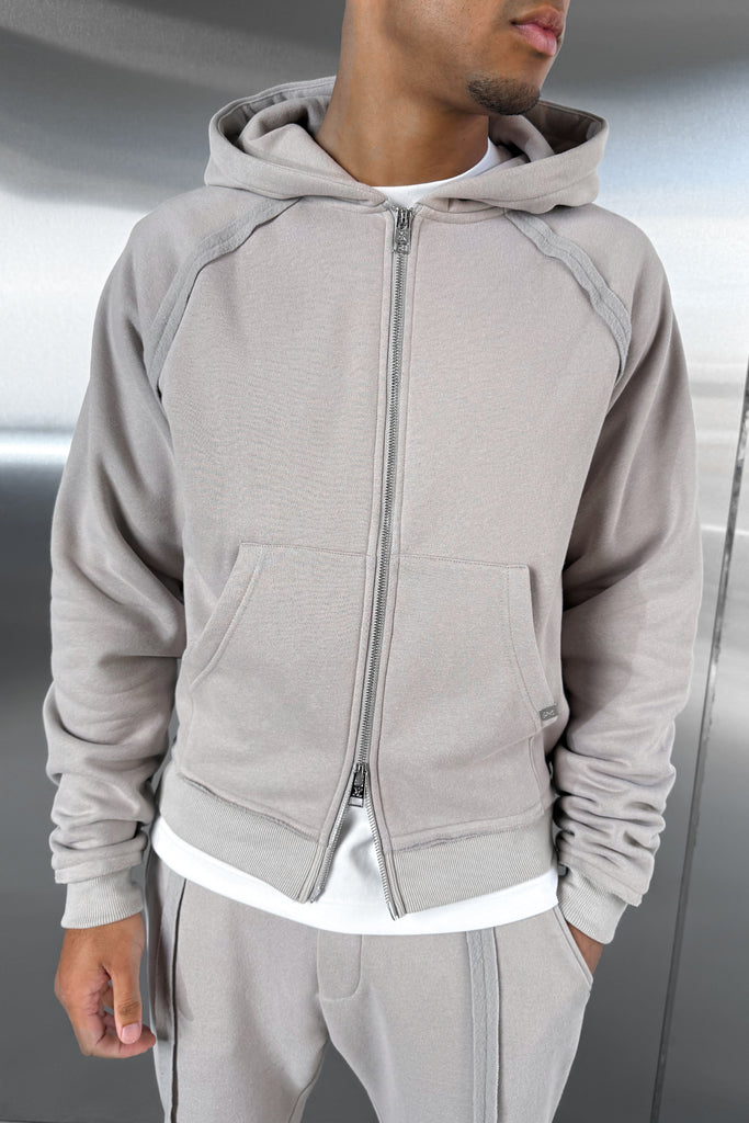 Boxy Raw-Seam Hoodie - Grey