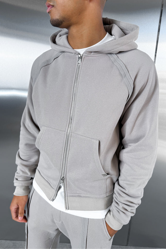 Boxy Raw-Seam Hoodie - Grey