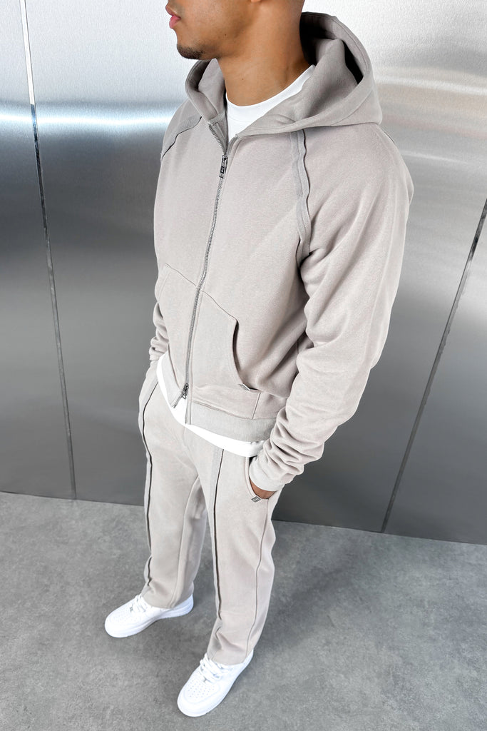 Boxy Raw-Seam Hoodie - Grey