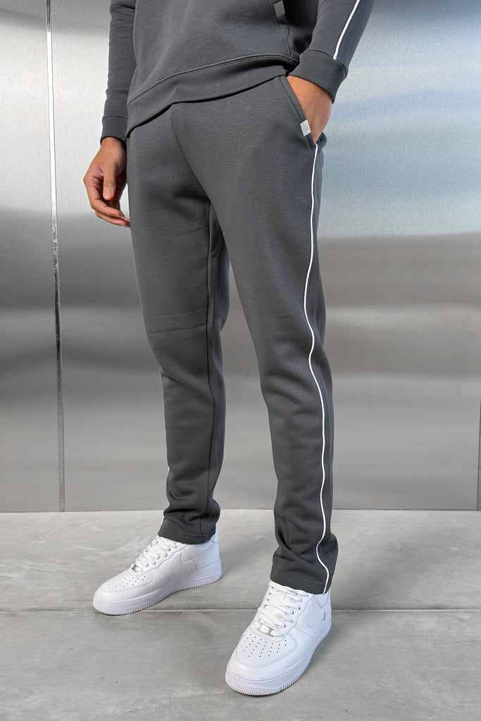 Piping Detail Straight Leg Jogger - Charcoal