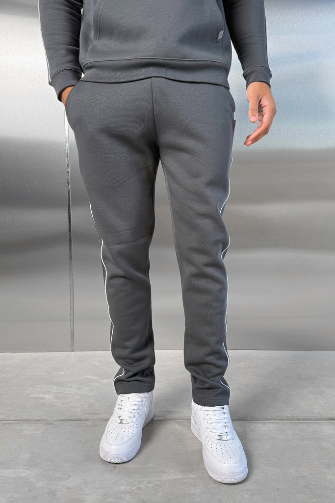 Piping Detail Straight Leg Jogger - Charcoal