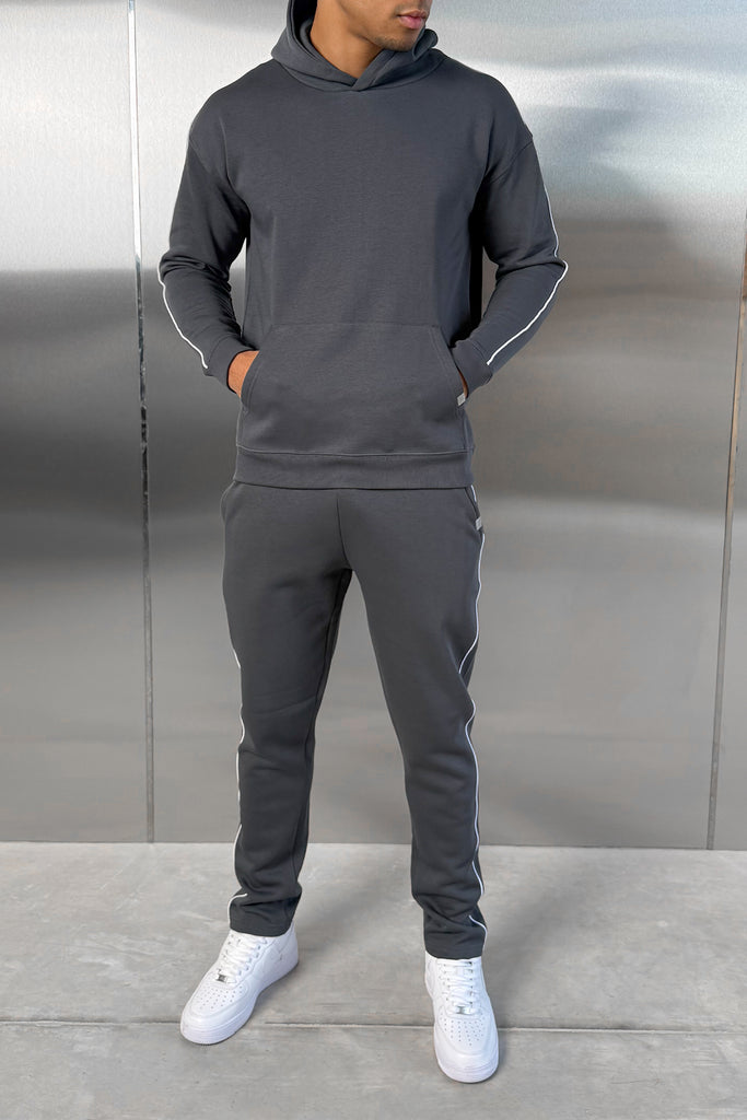Piping Detail Straight Leg Jogger - Charcoal