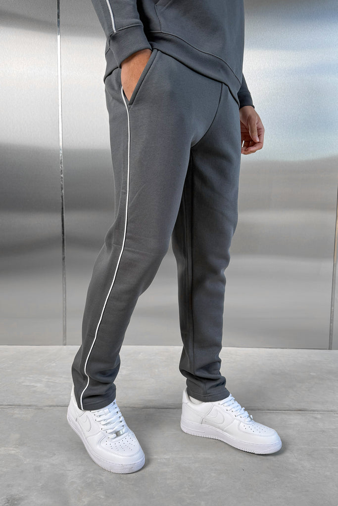 Piping Detail Straight Leg Jogger - Charcoal
