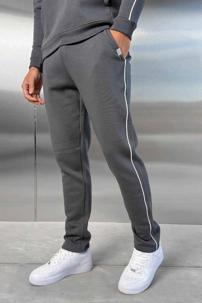 Piping Detail Straight Leg Jogger - Charcoal