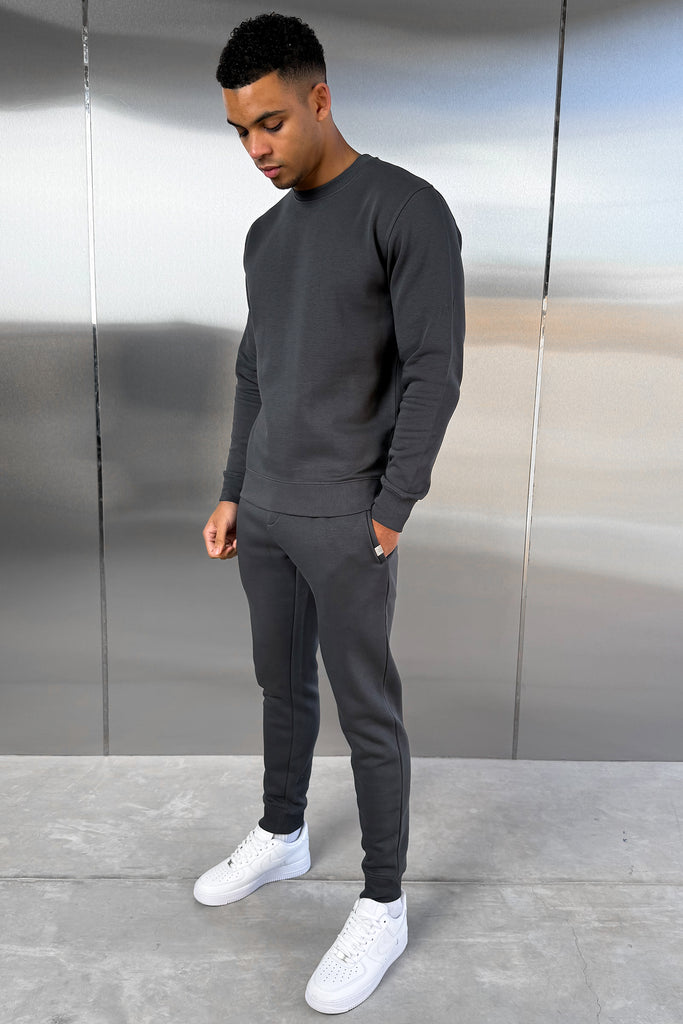 Slim Fit Crew Neck Sweatshirt - Charcoal