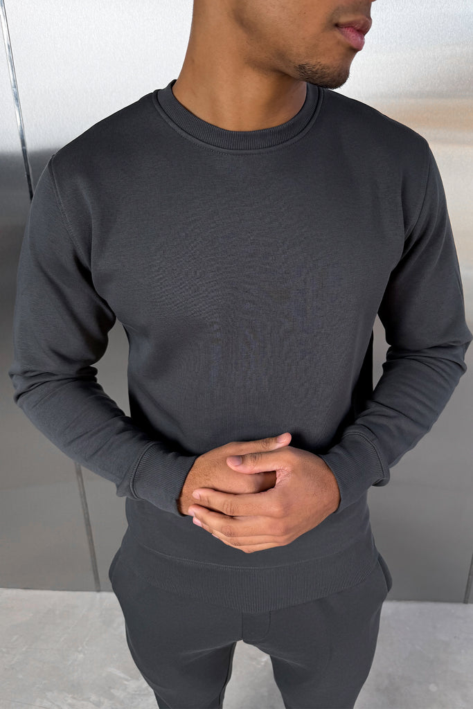 Slim Fit Crew Neck Sweatshirt - Charcoal