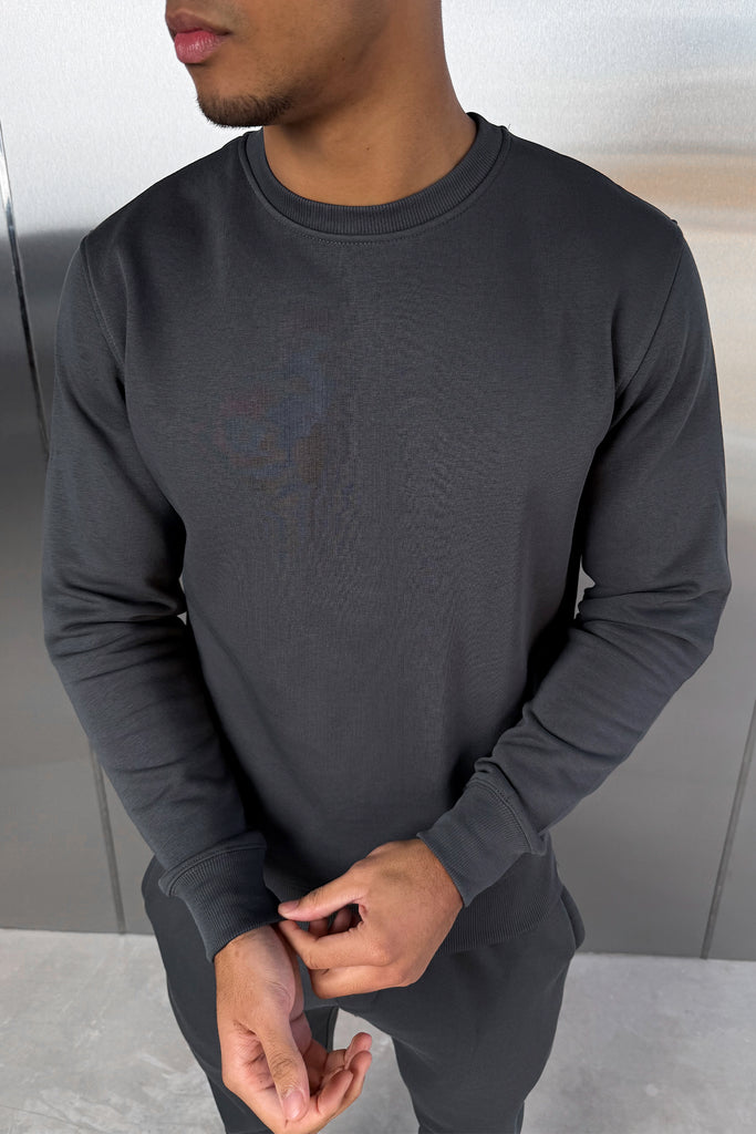 Slim Fit Crew Neck Sweatshirt - Charcoal