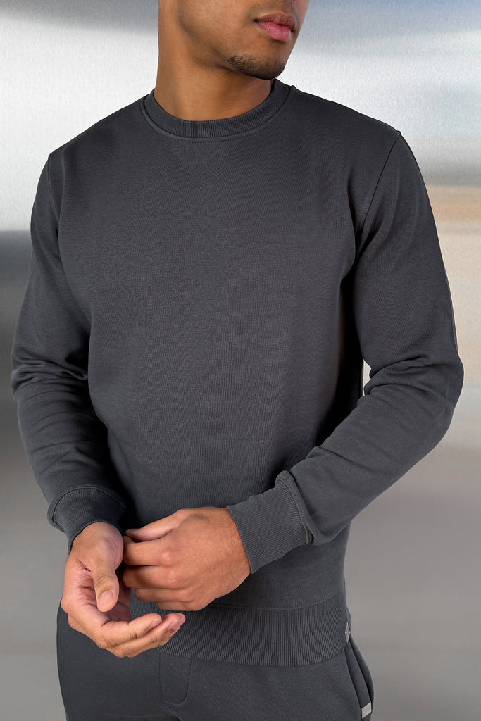Slim Fit Crew Neck Sweatshirt - Charcoal