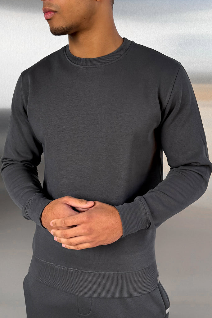 Slim Fit Crew Neck Sweatshirt - Charcoal