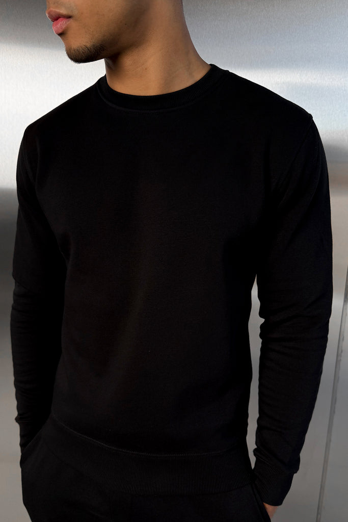 Slim Fit Crew Neck Sweatshirt - Black