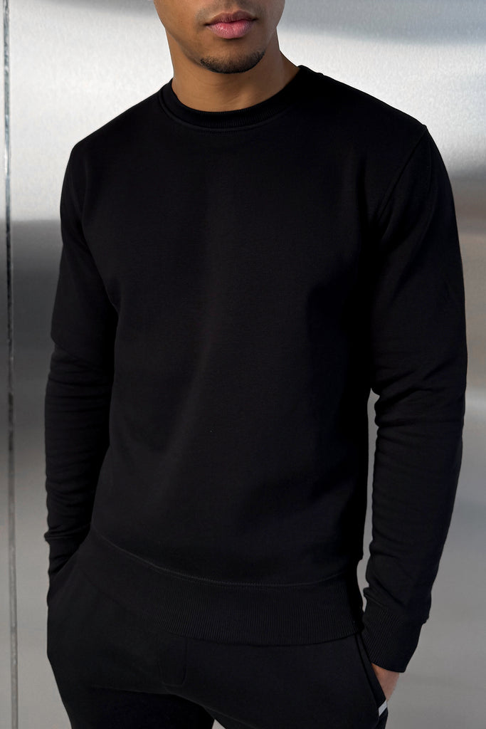 Slim Fit Crew Neck Sweatshirt - Black