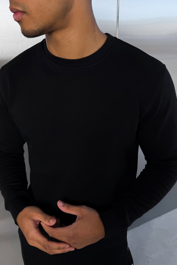 Slim Fit Crew Neck Sweatshirt - Black