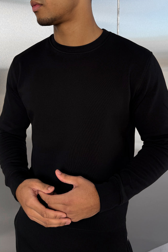 Slim Fit Crew Neck Sweatshirt - Black