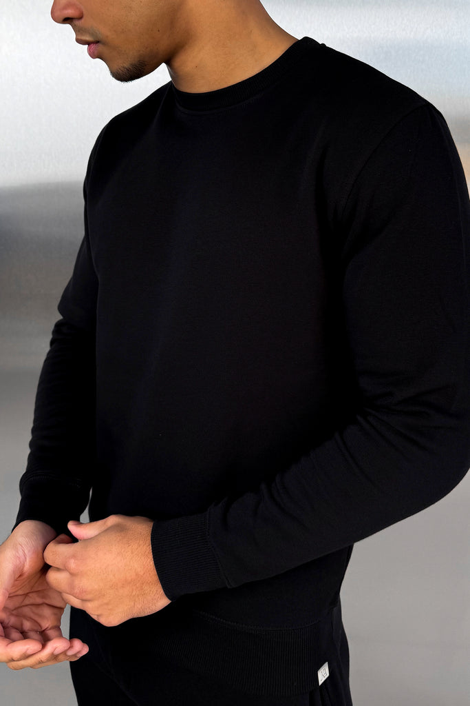 Slim Fit Crew Neck Sweatshirt - Black