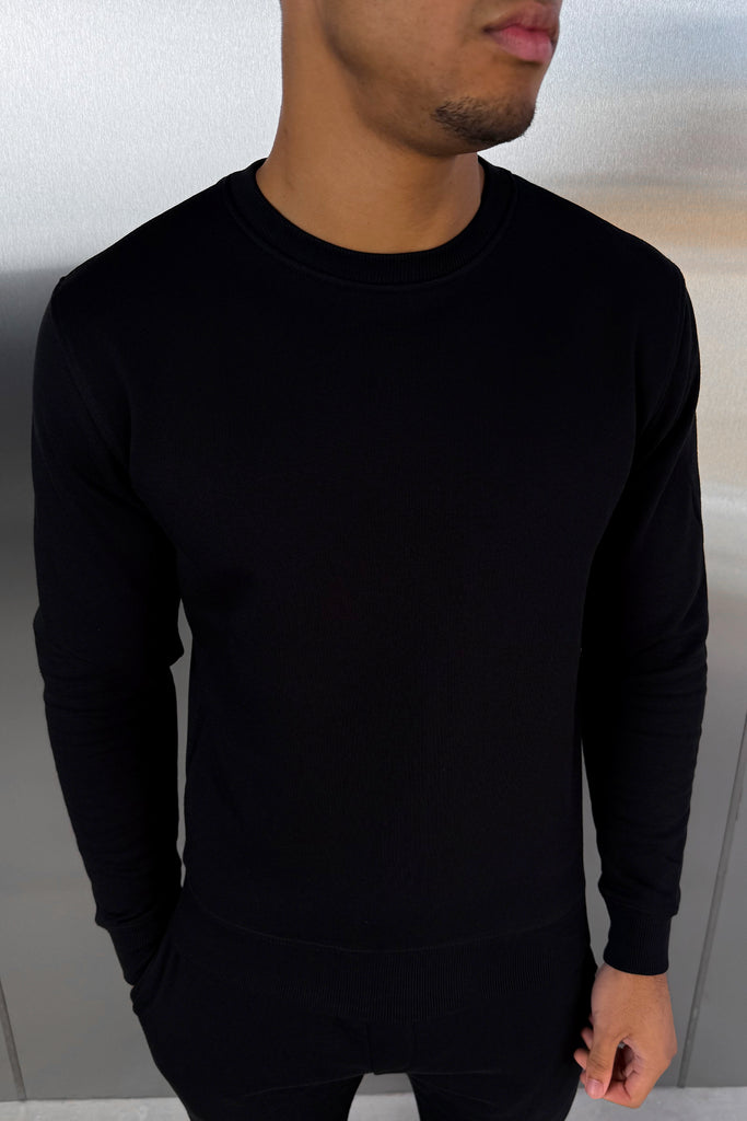 Slim Fit Crew Neck Sweatshirt - Black