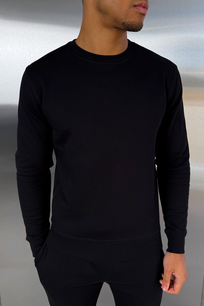 Slim Fit Crew Neck Sweatshirt - Black