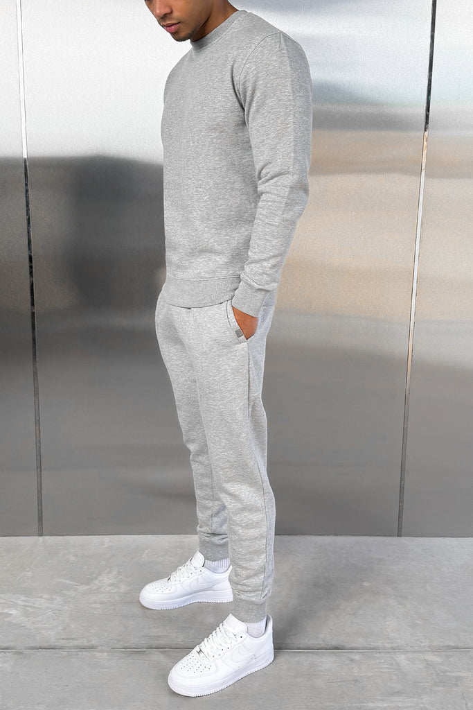 Slim Fit Crew Neck Sweatshirt - Grey Marl