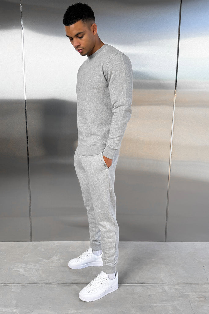 Slim Fit Crew Neck Sweatshirt - Grey Marl
