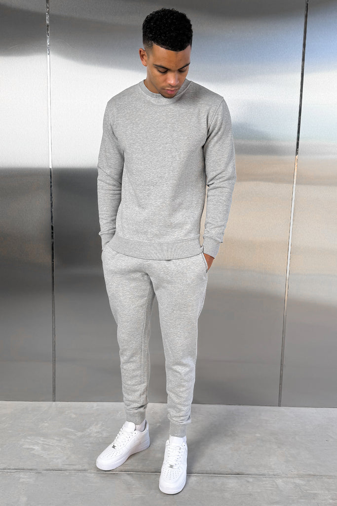 Slim Fit Crew Neck Sweatshirt - Grey Marl