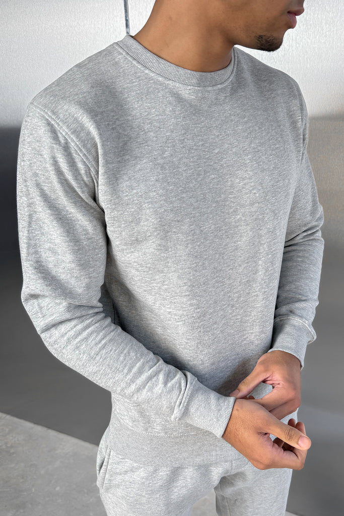 Slim Fit Crew Neck Sweatshirt - Grey Marl