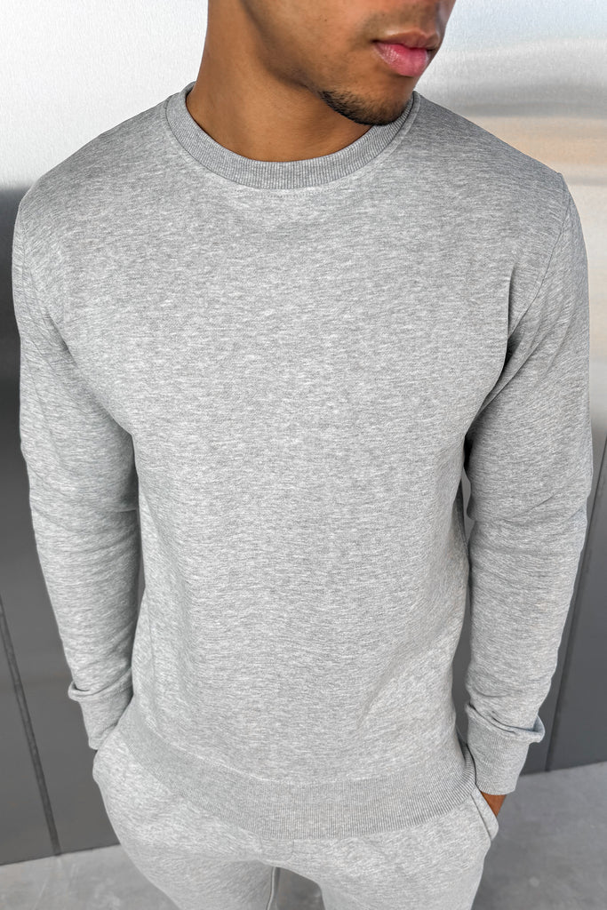 Slim Fit Crew Neck Sweatshirt - Grey Marl