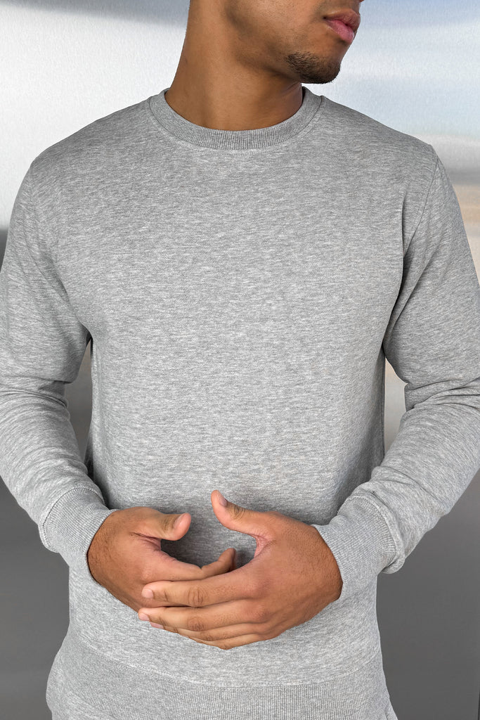 Slim Fit Crew Neck Sweatshirt - Grey Marl