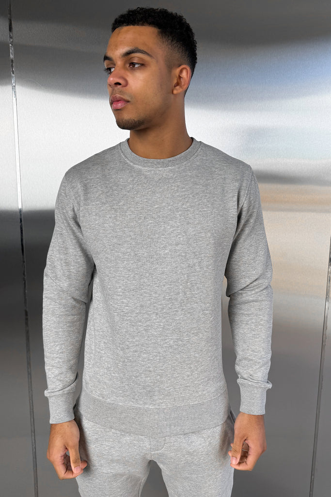 Slim Fit Crew Neck Sweatshirt - Grey Marl