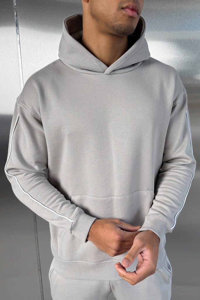 Piping Detail Hoodie - Grey