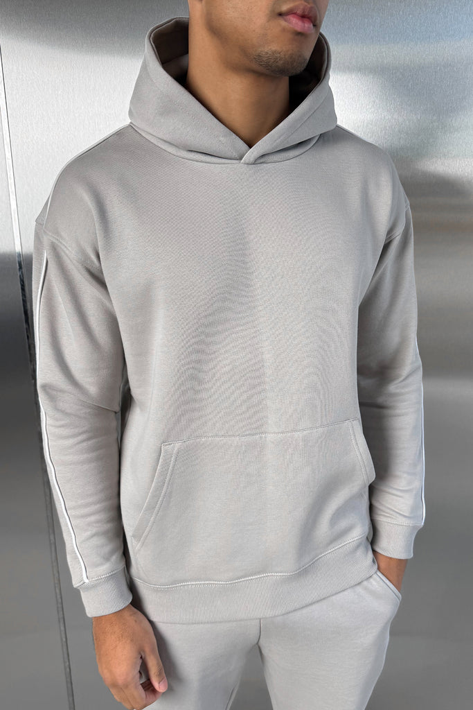 Piping Detail Hoodie - Grey