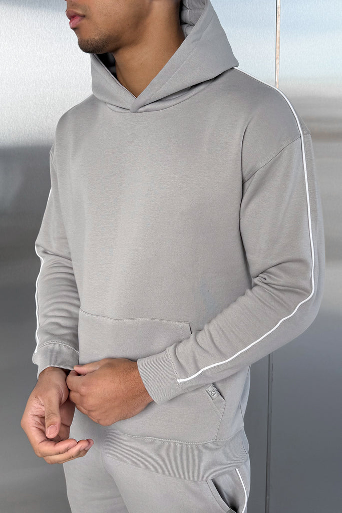 Piping Detail Hoodie - Grey