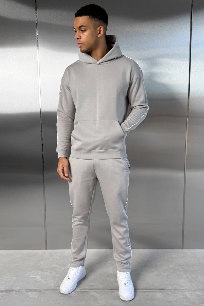 Piping Detail Hoodie - Grey