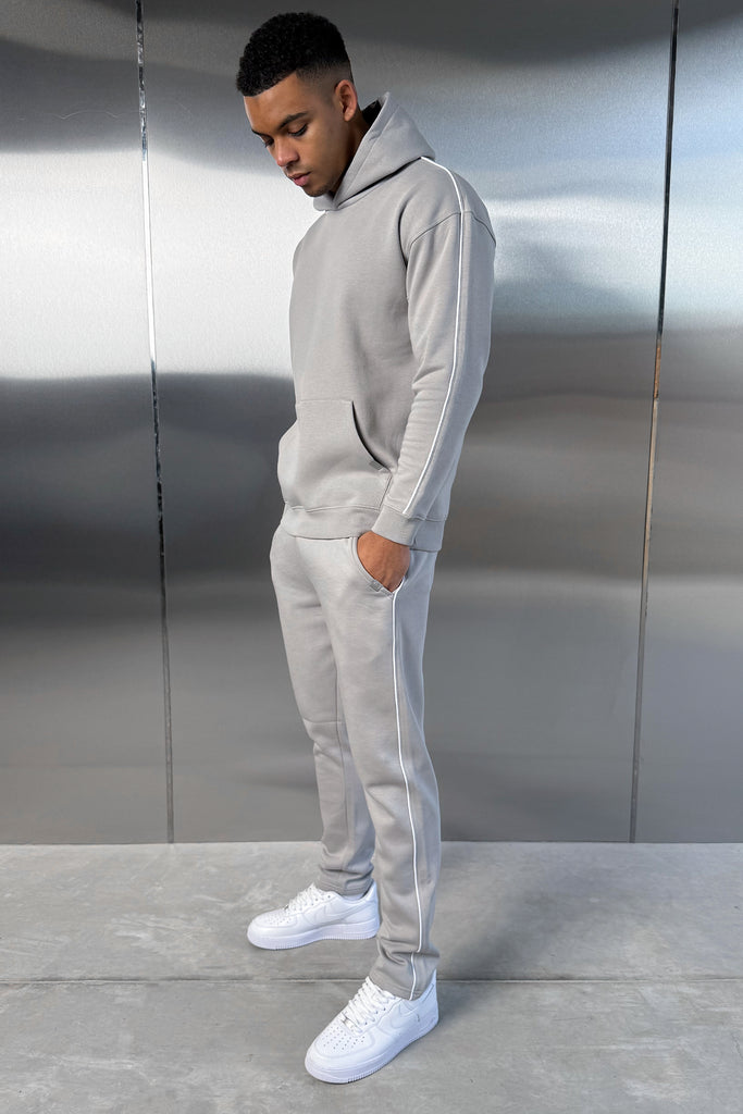 Piping Detail Hoodie - Grey