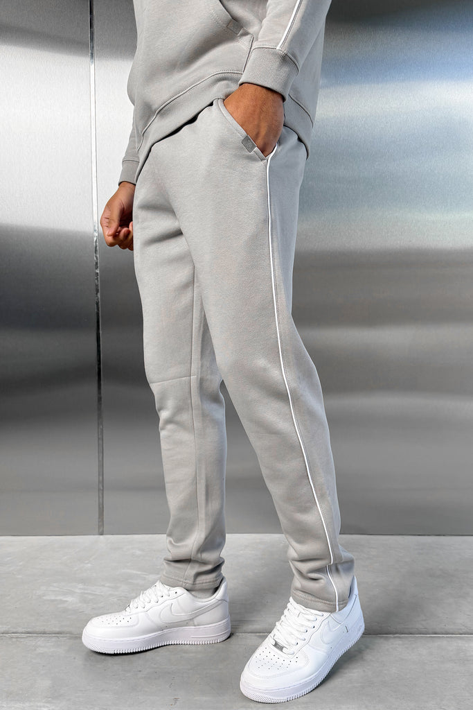 Piping Detail Straight Leg Jogger - Grey