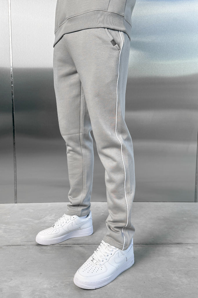Piping Detail Straight Leg Jogger - Grey
