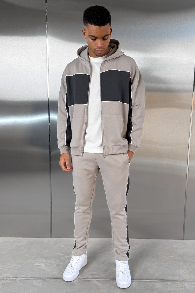Panelled Straight Leg Jogger - Grey