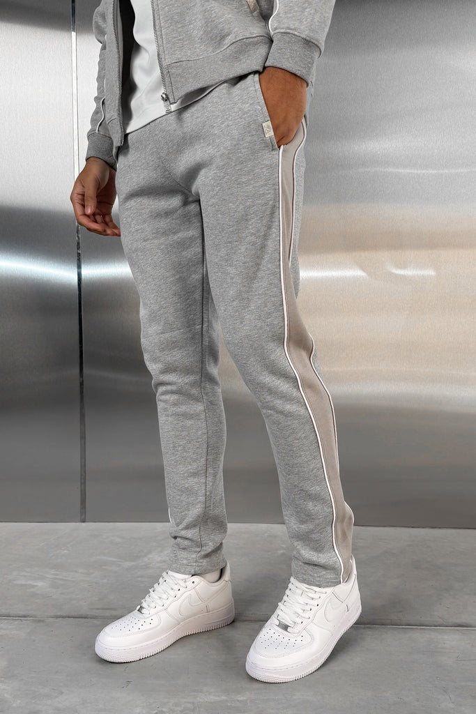 Panelled Straight Leg Jogger - Grey Marl