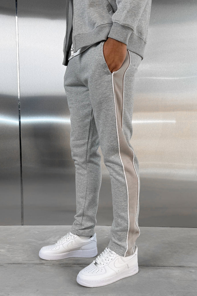 Panelled Straight Leg Jogger - Grey Marl