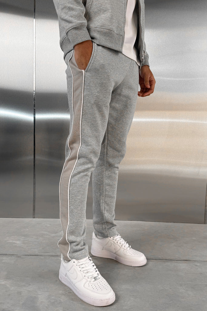 Panelled Straight Leg Jogger - Grey Marl